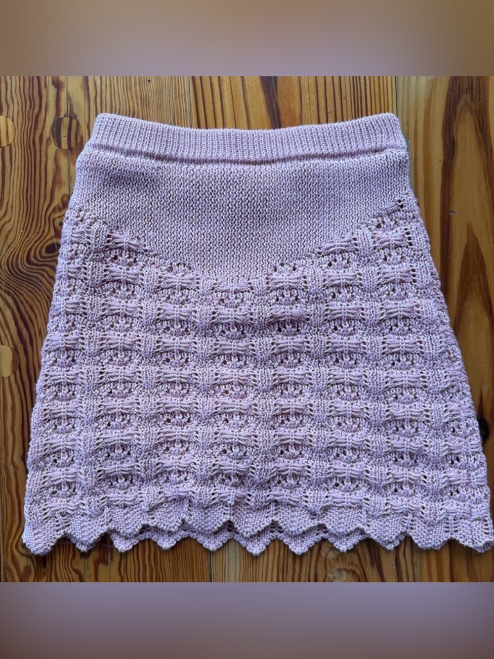 Haute Hippie Blush Pink Knit Crochet A-Line Skort